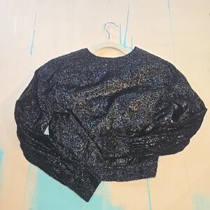 VTG Sarmi Women's Cropped Jacket Size S Metallic Black Puff Sleeve Boxy NY 1960s